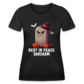 Tombstone Cemetery Sarcastic Graveyard Gravestone - Frauen Funktions-T-Shirt - Schwarz - Vorne - AI Model Female 172 light (172cm)