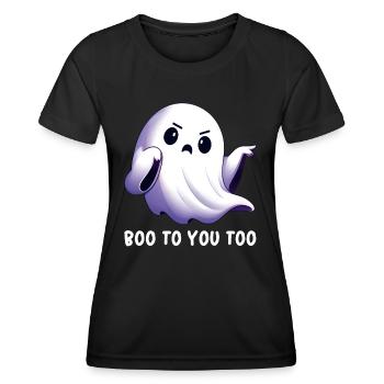 Ghost - Ghost Boo - Ghost Halloween - Spooky Ghost - Frauen Funktions-T-Shirt - Schwarz - Vorne - AI Model Female 172 light (172cm)