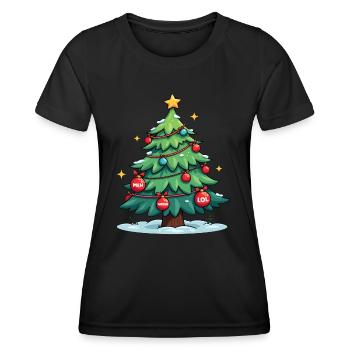 Funny Christmas Tree Xmas Holiday Dark Humor - Frauen Funktions-T-Shirt - Schwarz - Vorne - AI Model Female 172 light (172cm)