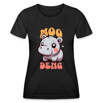 Moo Deng Mignon Bébé Hippopotame Pygmée - T-shirt sport Femme - noir - Devant - AI Model Female 172 light (172cm)