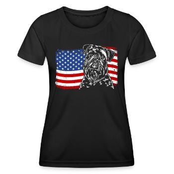 Irish Soft Coated Wheaten Terrier America Flag - Women's Functional T-Shirt - black - Front - AI Model Female 172 light (172cm)