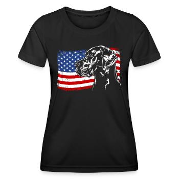 Dogue Allemand Drapeau Chiens Wilsigns - T-shirt sport Femme - noir - Devant - AI Model Female 172 light (172cm)