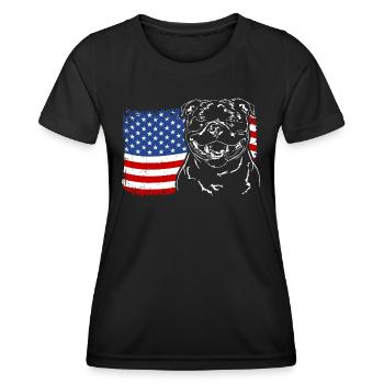 Staffordshire Bull Terrier America Flag Dogs - Women's Functional T-Shirt - black - Front - AI Model Female 172 light (172cm)