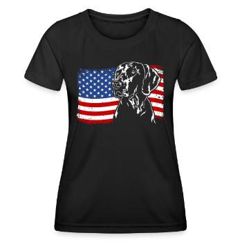 Weimaraner America Flag Dogs Hunting Dogs Wilsigns - Women's Functional T-Shirt - black - Front - AI Model Female 172 light (172cm)