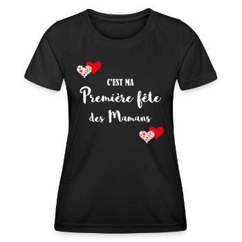 Première fête des mamans, première fête des mères - T-shirt sport Femme - noir - Devant - AI Model Female 172 light (172cm)
