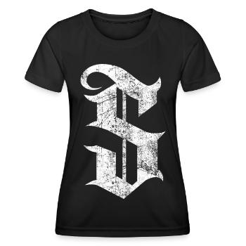 Tshirt alphabet initial S - T-shirt sport Femme - noir - Devant - AI Model Female 172 light (172cm)