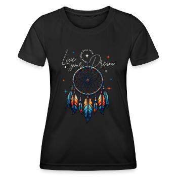Vivez l’attrape-rêves de vos rêves - T-shirt sport Femme - noir - Devant - AI Model Female 172 light (172cm)