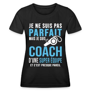 coach parfait super équipe club humour coach sport - T-shirt sport Femme - noir - Devant - AI Model Female 172 light (172cm)