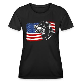 Rottweiler America Flag Dog Dogs Wilsigns - Women's Functional T-Shirt - black - Front - AI Model Female 172 light (172cm)