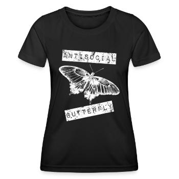 Antisozialer Schmetterling Introvertierter Jahrgang - Frauen Funktions-T-Shirt - Schwarz - Vorne - AI Model Female 172 light (172cm)
