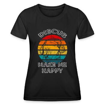 Discus Fish Make Me Happy Retro Sunset Fish Keeper - T-shirt sport Femme - noir - Devant - AI Model Female 172 light (172cm)