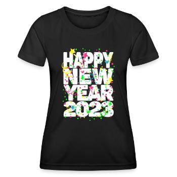 Fête du Nouvel An Bonne Année 2023 - T-shirt sport Femme - noir - Devant - AI Model Female 172 light (172cm)
