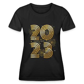 Fête du Nouvel An Bonne Année 2023 - T-shirt sport Femme - noir - Devant - AI Model Female 172 light (172cm)