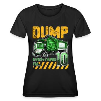 Müllwagen 10. Geburtstag 10 Jahre alter Geburtstag - Frauen Funktions-T-Shirt - Schwarz - Vorne - AI Model Female 172 light (172cm)