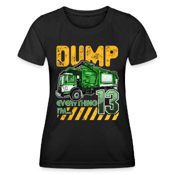 Müllwagen 13. Geburtstag 13 Jahre alter Geburtstag - Frauen Funktions-T-Shirt - Schwarz - Vorne - AI Model Female 172 light (172cm)