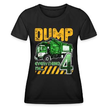 Müllwagen 4. Geburtstag 4 Jahre Alter Geburtstag - Frauen Funktions-T-Shirt - Schwarz - Vorne - AI Model Female 172 light (172cm)