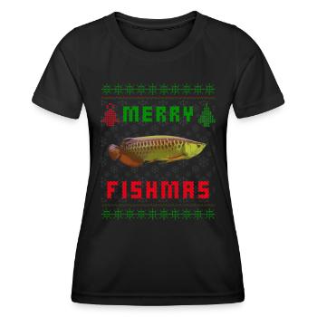 Asian Arowana Monster Fish Keeper Christmas - Women's Functional T-Shirt - black - Front - AI Model Female 172 light (172cm)