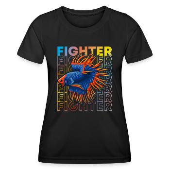 Betta Fish 80's Style Siamese Fighting Fish - Frauen Funktions-T-Shirt - Schwarz - Vorne - AI Model Female 172 light (172cm)