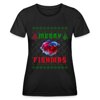 Betta Fisch Siamesische Kampffisch Weihnachten Pullover - Frauen Funktions-T-Shirt - Schwarz - Vorne - AI Model Female 172 light (172cm)