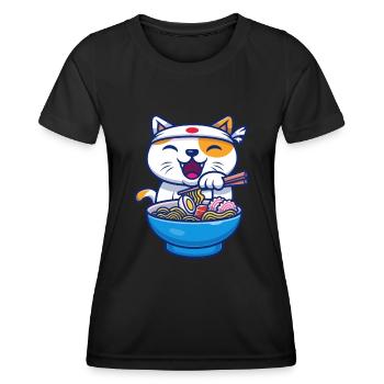 Ramen Cat Japan Kawaii - Women's Functional T-Shirt - black - Front - AI Model Female 172 light (172cm)