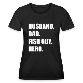 Drôle de poisson-pisciculteur tropical Fête des pères - T-shirt sport Femme - noir - Devant - AI Model Female 172 light (172cm)