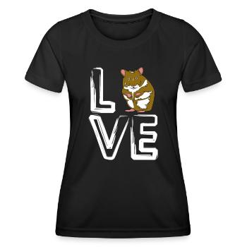 Retro I Love Hamsters - Women's Functional T-Shirt - black - Front - AI Model Female 172 light (172cm)