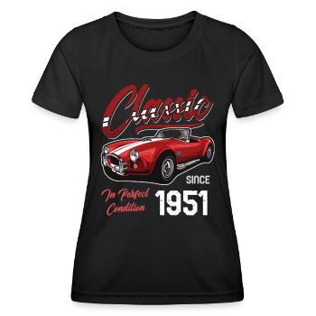 Je ne suis pas vieux Je suis une voiture classique vintage née en 1951 - T-shirt sport Femme - noir - Devant - AI Model Female 172 light (172cm)