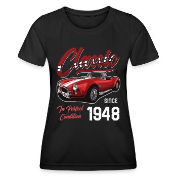 Je ne suis pas vieux Je suis une voiture classique vintage née en 1948 - T-shirt sport Femme - noir - Devant - AI Model Female 172 light (172cm)
