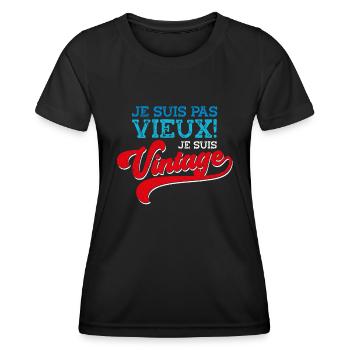 Homme Vieux Papy Fête Des Grands-Pères - T-shirt sport Femme - noir - Devant - AI Model Female 172 light (172cm)