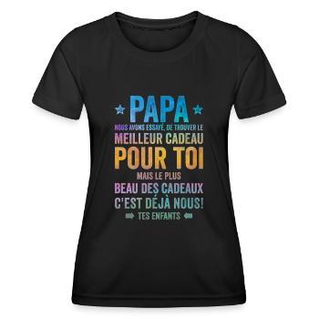 Papa Meilleur Cadeau C'est Nous Enfants - T-shirt sport Femme - noir - Devant - AI Model Female 172 light (172cm)