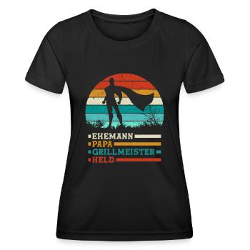 Bester Ehemann Papa Grillmeister Held - Frauen Funktions-T-Shirt - Schwarz - Vorne - AI Model Female 172 light (172cm)