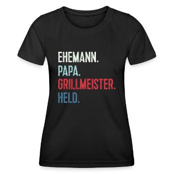 Bester Ehemann Papa Grillmeister Held - Frauen Funktions-T-Shirt - Schwarz - Vorne - AI Model Female 172 light (172cm)