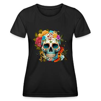 La Catrina Day of the Dead Sugar Skull - Women's Functional T-Shirt - black - Front - AI Model Female 172 light (172cm)