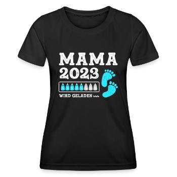 Mutter 2023 Werdende Mama Loading 2023 - Frauen Funktions-T-Shirt - Schwarz - Vorne - AI Model Female 172 light (172cm)