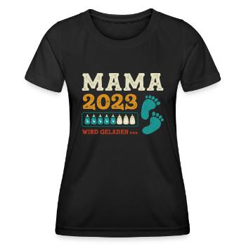 Mutter 2023 Werdende Mama Loading 2023 - Frauen Funktions-T-Shirt - Schwarz - Vorne - AI Model Female 172 light (172cm)