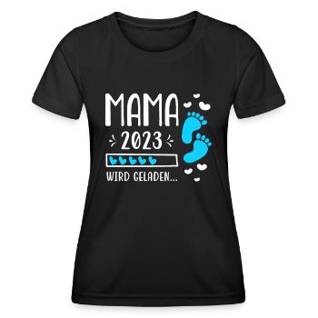 Mutter 2023 Werdende Mama Loading 2023 - Frauen Funktions-T-Shirt - Schwarz - Vorne - AI Model Female 172 light (172cm)