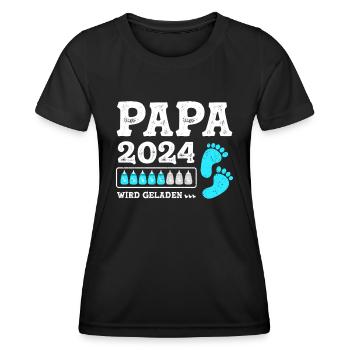 Vater 2024 Werdender Papa Loading 2024 - Frauen Funktions-T-Shirt - Schwarz - Vorne - AI Model Female 172 light (172cm)