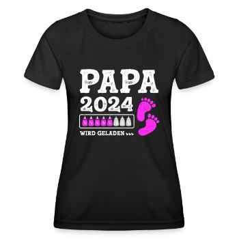 Vater 2024 Werdender Papa Loading 2024 - Frauen Funktions-T-Shirt - Schwarz - Vorne - AI Model Female 172 light (172cm)
