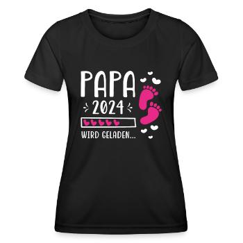 Vater 2024 Werdender Papa Loading 2024 - Frauen Funktions-T-Shirt - Schwarz - Vorne - AI Model Female 172 light (172cm)