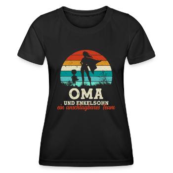 Team Oma Enkelsohn Muttertag Super Oma - Frauen Funktions-T-Shirt - Schwarz - Vorne - AI Model Female 172 light (172cm)