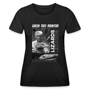 Grüner Baum Monitor Streetwear Reptilienpfleger - Frauen Funktions-T-Shirt - Schwarz - Vorne - AI Model Female 172 light (172cm)