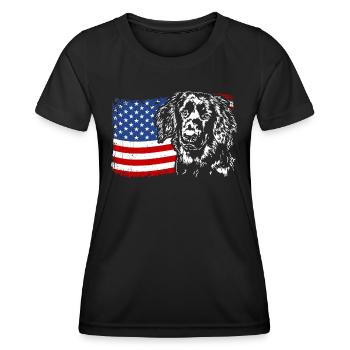 Hovawart America Flag Dog Dogs Wilsigns - Women's Functional T-Shirt - black - Front - AI Model Female 172 light (172cm)