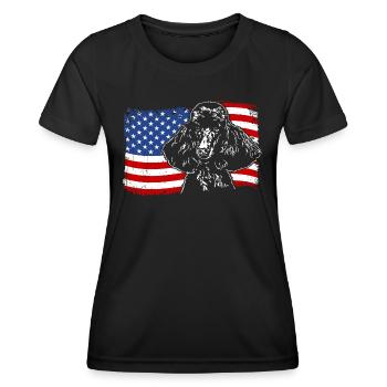Poodle America Flag Dog Dogs Wilsigns - Women's Functional T-Shirt - black - Front - AI Model Female 172 light (172cm)