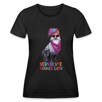 Witziger Spruch Landwirt Bauer Hühner Henne - Frauen Funktions-T-Shirt - Schwarz - Vorne - AI Model Female 172 light (172cm)