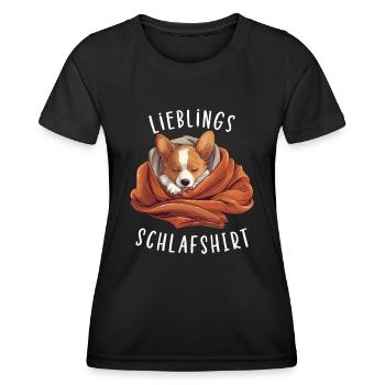 Lieblings Schlafshirt Corgi Pyjama Oberteil - Frauen Funktions-T-Shirt - Schwarz - Vorne - AI Model Female 172 light (172cm)