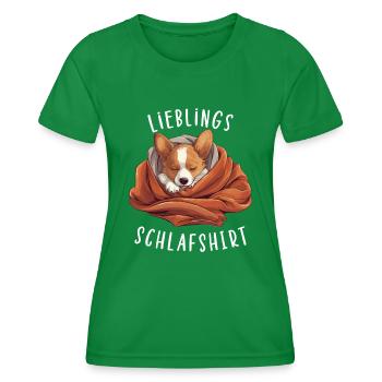 Lieblings Schlafshirt Corgi Pyjama Oberteil - Frauen Funktions-T-Shirt - Kelly Green - Vorne - AI Model Female 172 dark (172cm)
