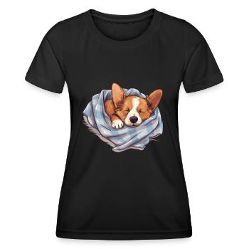 Sleeping Corgi Dog Dog Friend - Women's Functional T-Shirt - black - Front - AI Model Female 172 light (172cm)