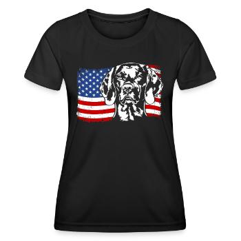 Magyar Vizsla America Flag Dogs Dog Wilsigns - Women's Functional T-Shirt - black - Front - AI Model Female 172 light (172cm)