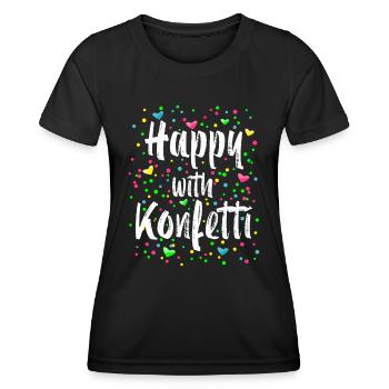 Happy With Confetti Carnival Costume - Women's Functional T-Shirt - black - Front - AI Model Female 172 light (172cm)