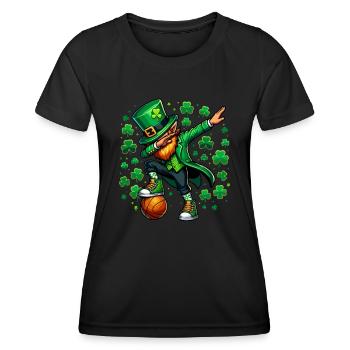 St Patrick's Day Irish Party Green Basketball Leprechaun - Women's Functional T-Shirt - black - Front - AI Model Female 172 light (172cm)